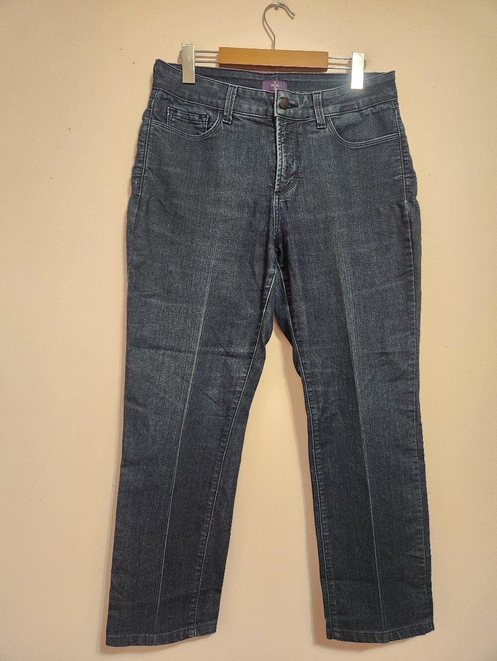 NYDJ 12P Skinny Jeans Dark Wash Rhinestone McBling Embellished Pocket Lift Tuck